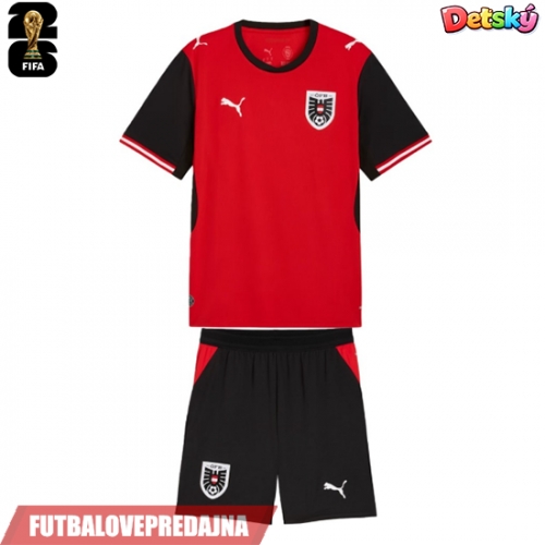 Lacne Dětský Futbalové dres Rakúsko MS 2026 Krátky Rukáv - Domáci (+ trenírky)